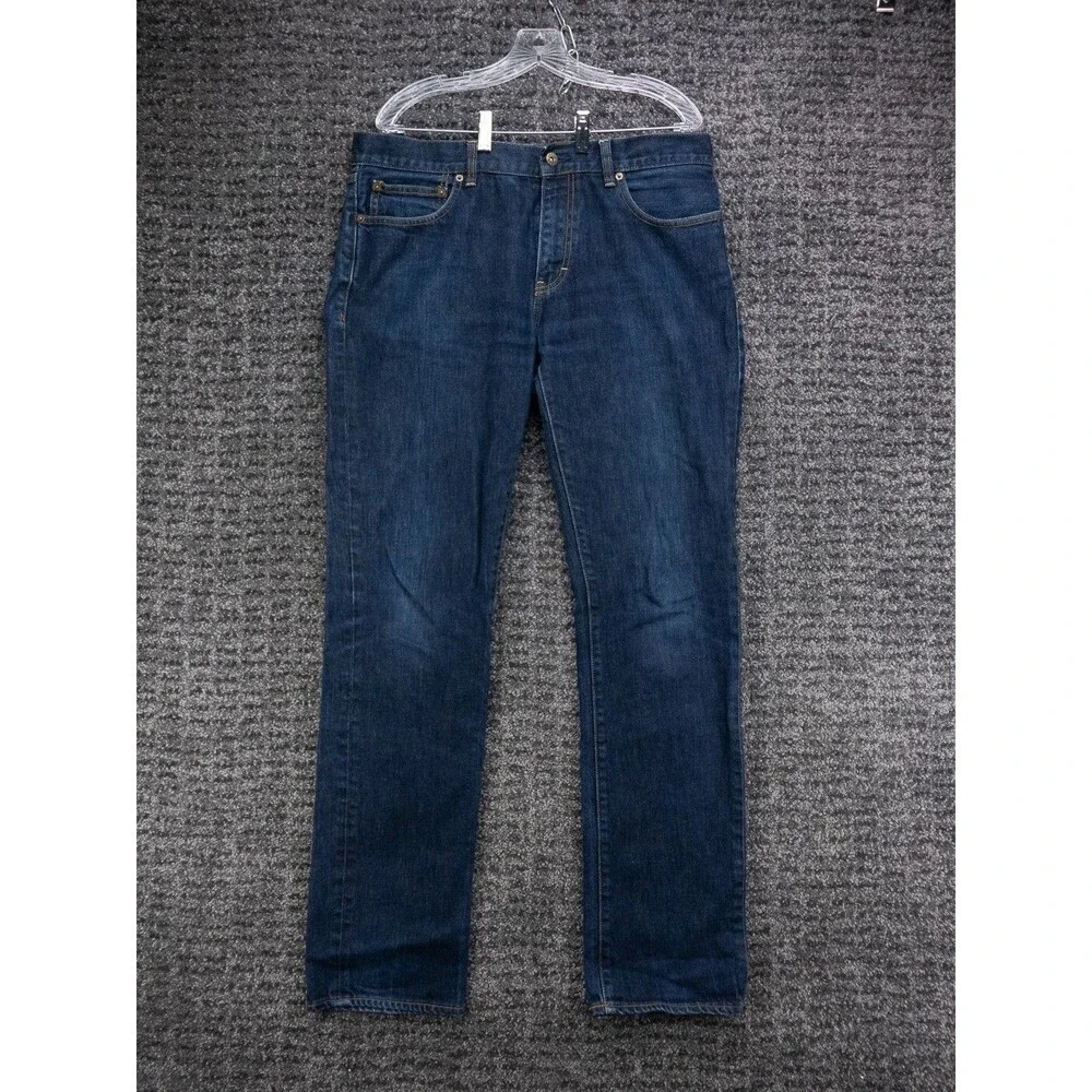 J Crew Jeans Mens 36x34 (Tag 34x34) Blue Urban Slim Cotton Distressed Denim City